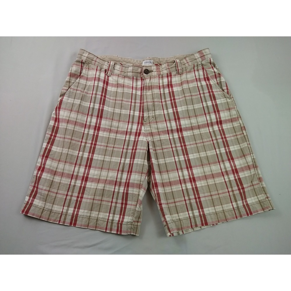 Izod Shorts‎ Mens 38 Plaid Cotton Preppy Comfort Pockets Beach Outdoor (1315)